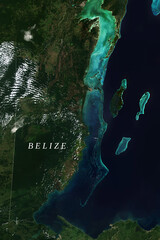 Belize in Central America seen from space - contains modified Copernicus Sentinel Data (2022)