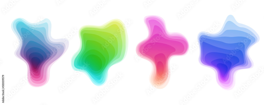 Poster Gradient blend shapes set. Abstract shapes with fluid colors for your graphic design. Vector illustration.