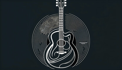 Creative illustration with acoustic guitar, generative AI. - obrazy, fototapety, plakaty