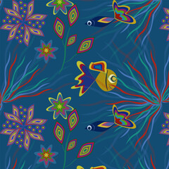 Seamless underwater vector illustration pattern