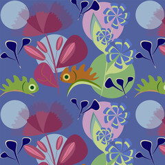 Fototapeta na wymiar Seamless floral cute vector pattern