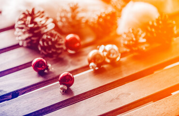 Christmas Santa Claus hat and baubles