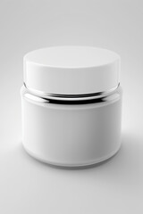 Modern beauty product beauty cream for skin care and moisturizing anti-aging cream jar top close up view on white background, health and beauty concept. Copy space, template. Generative AI.