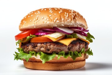 Hamburger, delicious fast food, Beef meal, cheeseburger (Ai generated)