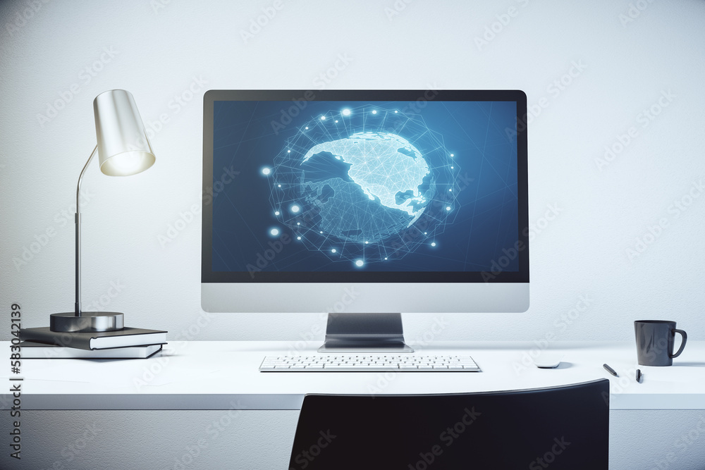 Leinwandbilder America map on modern computer monitor, big data and digital technology concept. 3D Rendering