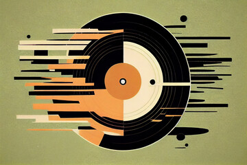 Abstract colorful vinyl disc picture. Digital illustration. Ready to poster usage