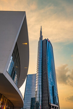 Milan (Italy) 03-19-2023: UniCredit Tower Is one of the highest skyscrapers of Italy and represents the symbol of the finance and modernity of the town of Milan