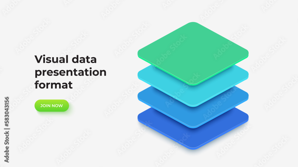 Aufkleber Four isometric elements for infographic. Concept of business project hierarchy visualization