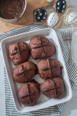 chocolate orange hot cross buns..traditional easter pastries