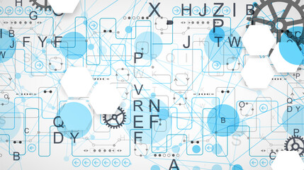 Abstract technology concept. Circuit board, color background.