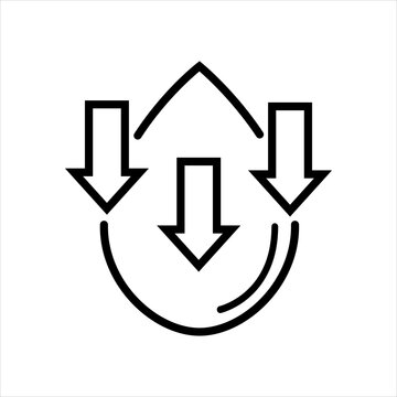 Low water supply level icon vector, with arrows, line vector illustration.