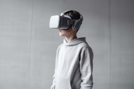 Kid Wearing A VR Headset - AI Generated - Photorealistic