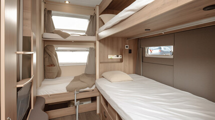A motorhome with bunk beds to accommodate the whole Generative AI 