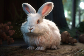 fluffy bunny easter character toy realistic cute generative ai
