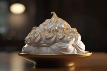 Meringue meringue dessert white cream whipped puffy close-up generative ai