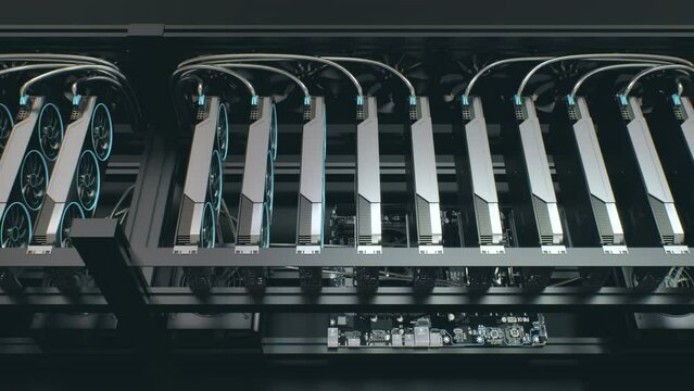 Cryptocurrency Mining Rigs Loop Animation