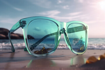Fototapeta na wymiar sunglasses beach vacation sunglasses summer vacation generative ai