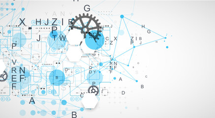 Abstract technology concept. Circuit board, color background.