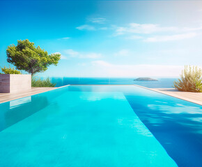 Fototapeta premium generative ai illustration of beautiful swimming pool with turquoise water