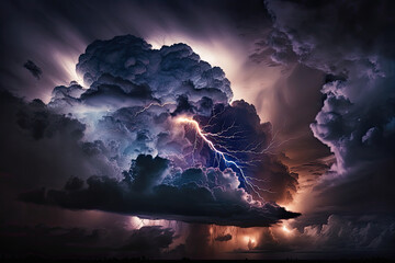 Stormy Skies and Electric Lights: A Captivating Stock Illustration of Nature's Fury and Human Resilience.