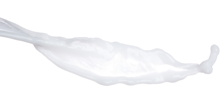 Milk yogurt white water droplet shape form fly splashing. Milk lotion pour float in mid air. Milk moisturizer explosion throw fluttering. White background isolated high speed shutter freeze motion