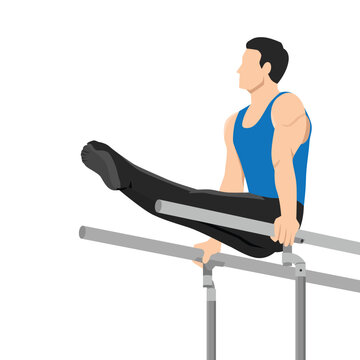 Young Gymnastics on parallel bars. Athlete in uniform