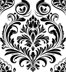 Obraz premium Vector damask seamless pattern background. Classical luxury old fashioned damask ornament, royal victorian seamless texture for wallpapers, textile, wrapping. Exquisite floral baroque template.