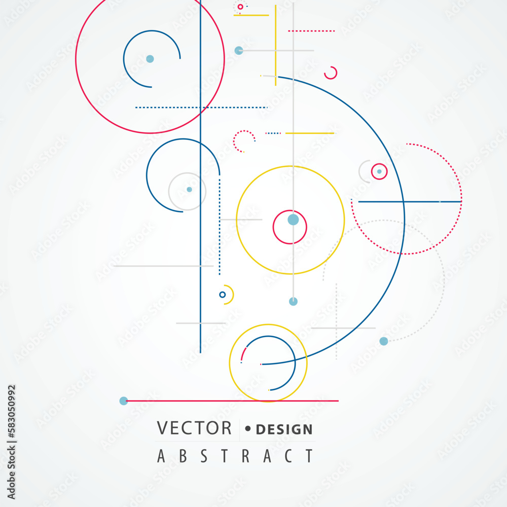Leinwandbilder Vector future geometry symbol. Abstract illustration. Circular elements. Creative pattern with abstract geometric objects. Modern design with dots and lines and dotted circles