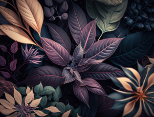Abstract colorful foliage background created with Generative AI technology