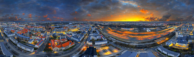 magdeburg city germany aerial 360° - obrazy, fototapety, plakaty