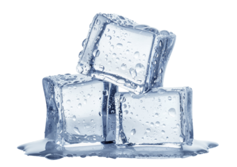 Three ice cubes, cut out