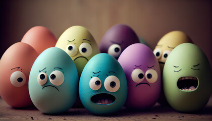 Pastel colored easter eggs. Ai render.