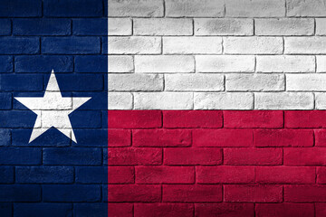 Texas flag painted on a brick wall