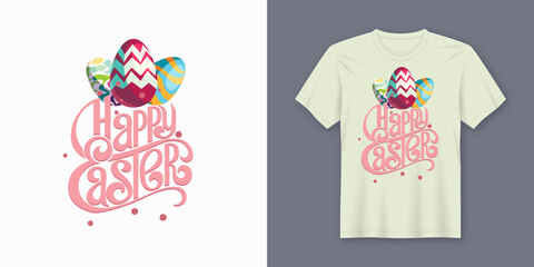 Happy Easter funny t-shirt design template .easy to print.funny Easter day all purpose t shirt for man . women and children