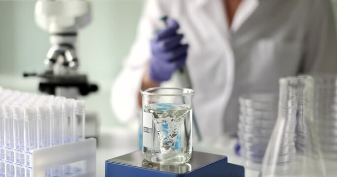 Checking the quality of water in the laboratory, close-up