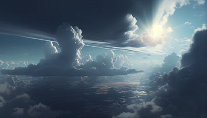 A strikingly dramatic sky with an abundance of texture and depth, Generative AI