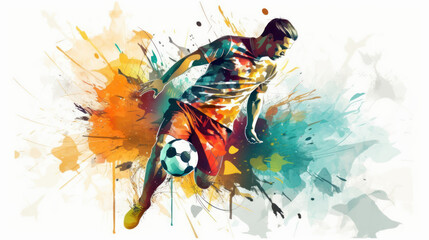 Abstract watercolour-style football player created with generative AI technology