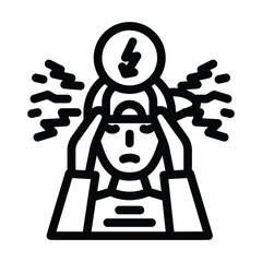 boy kid stress headache line icon vector illustration