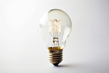 Illuminated lightbulb on white background
