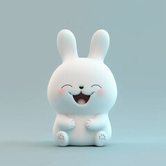 Happy smiling rabbit, 3D cartoon character, generated by ai