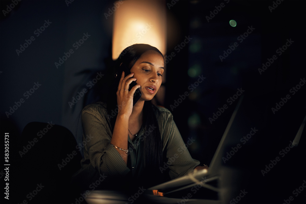 Poster doing what she can to make success hers. a young businesswoman talking on a cellphone while using a 
