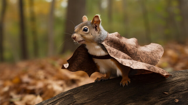 Squirrel In A Flying Squirrel Costume Generative AI 