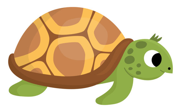 Vector tortoise icon. Under the sea illustration with cute funny ocean animal. Cartoon underwater or marine turtle clipart for children isolated on white background.