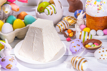 Traditional orthodox Easter paskha curd cake. Simple Easter vanilla cottage cheese dessert, with...