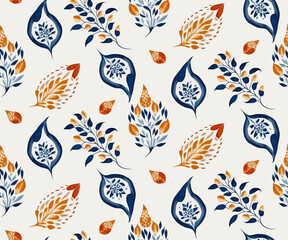 Seamless floral pattern. Bright botanical background.