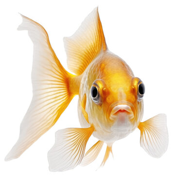 face shot of golden fish , isolated on transparent background cutout , generative ai
