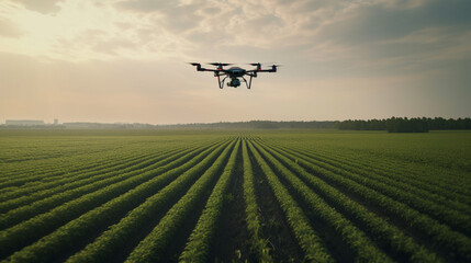 The use of drones in agriculture Generative AI  - obrazy, fototapety, plakaty