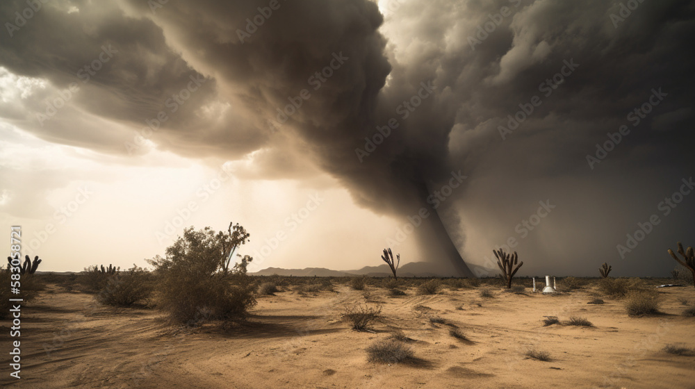 Canvas Prints tornado in the desert generative ai