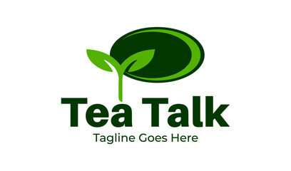 Tea Talk Logo Design Template with tea icon and bubble talk. Perfect for business, company, restaurant, mobile, app, etc