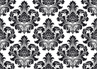 Vector damask seamless pattern background. Classical luxury old fashioned damask ornament, royal victorian seamless texture for wallpapers, textile, wrapping. Exquisite floral baroque template.